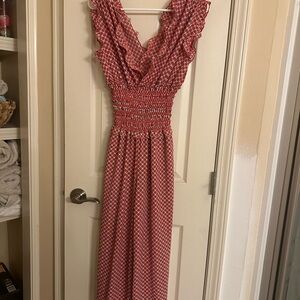 Elegant Red Patterned Women's jumpsuit